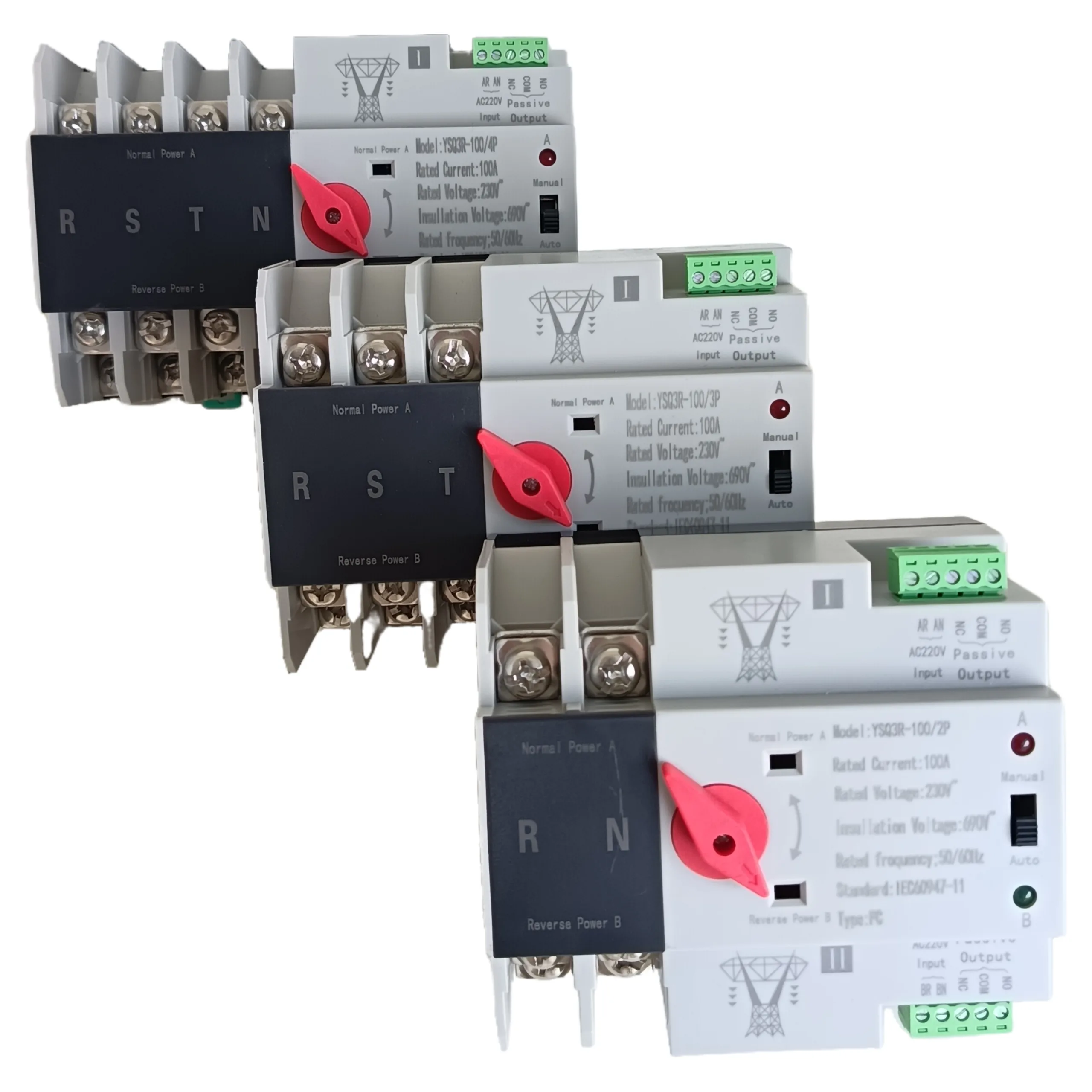 Ats Electrical Changeover Switch 2p 3p 4p 100a Power Manual Automatic Transfer Switch Controller