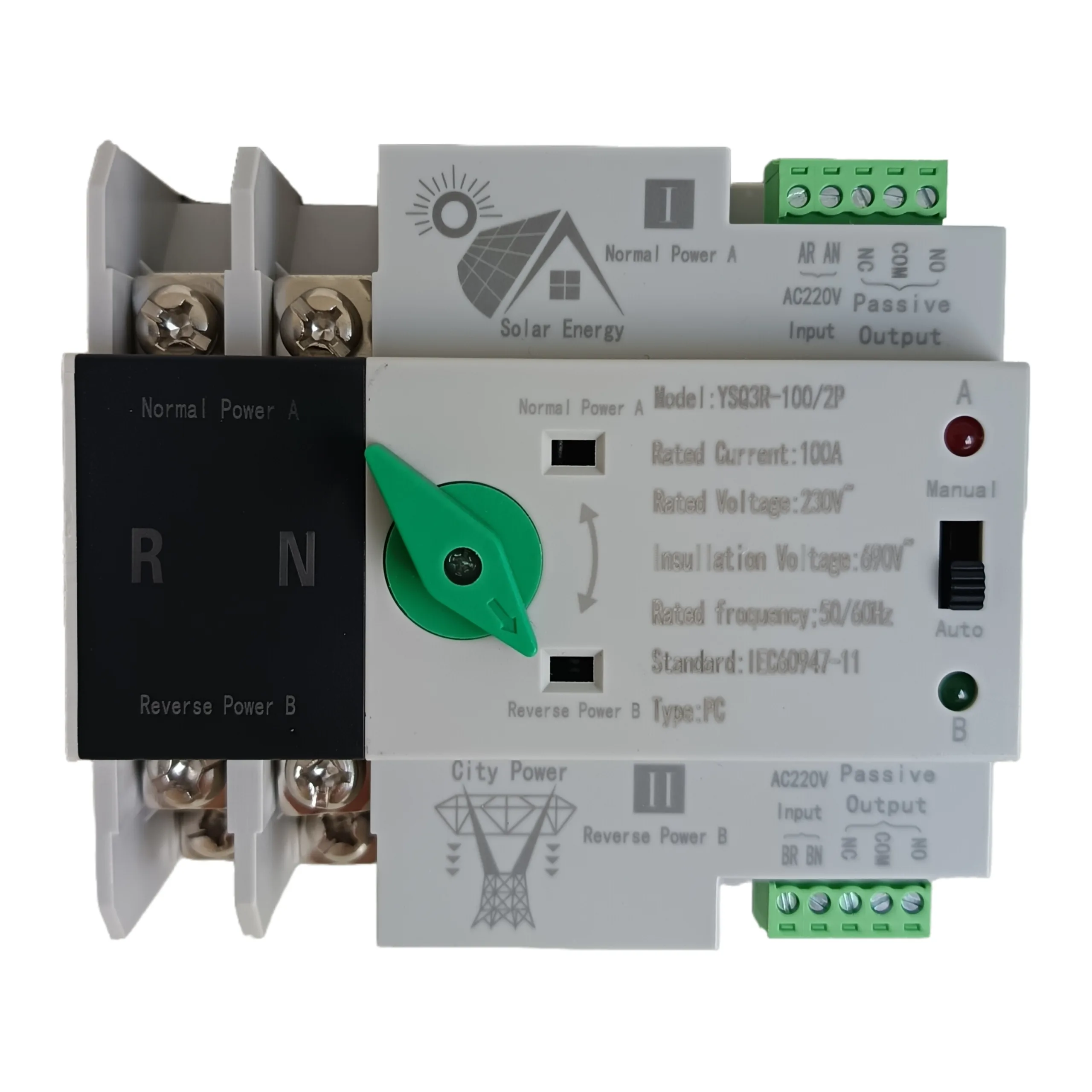 ATS 100A 2P Dual Power Automatic Transfer Switch PC Type Solar Accessory